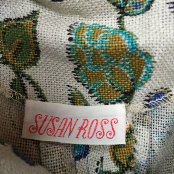 Vintage Susan Ross Womens Lightweight Blazer Jacket Tan Floral Button Front Boho - Picture 3 of 7